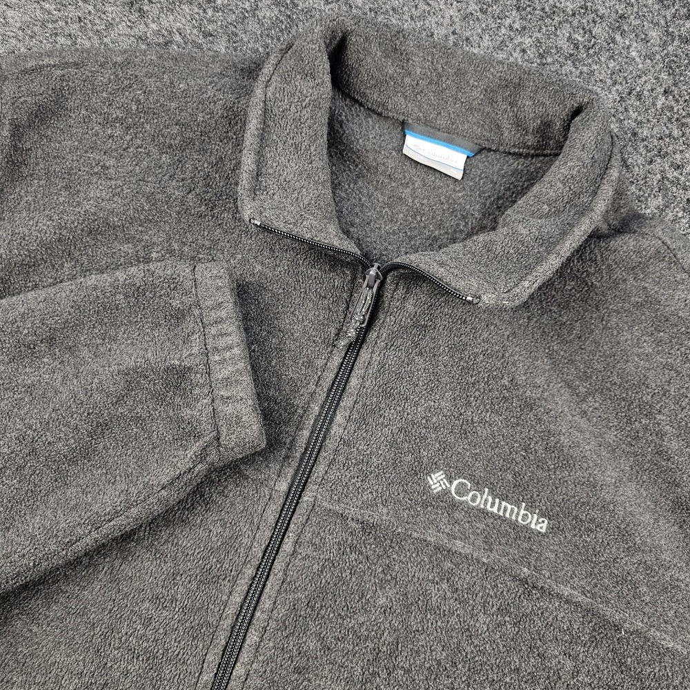 Columbia Men's XL Gray Full Zip Fleece Jacket Zip Pockets Outdoor